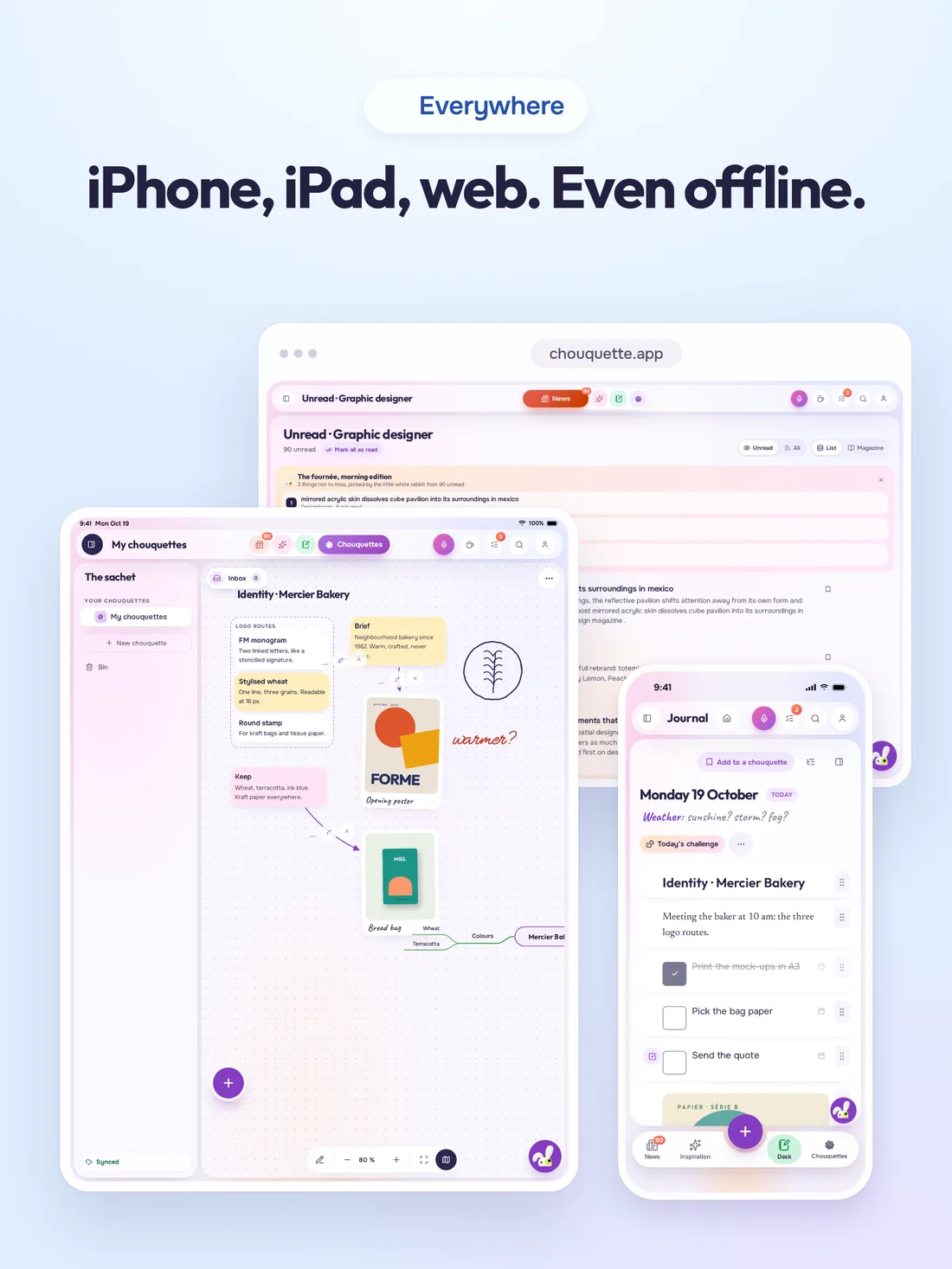 Chouquette on the web, iPad and iPhone